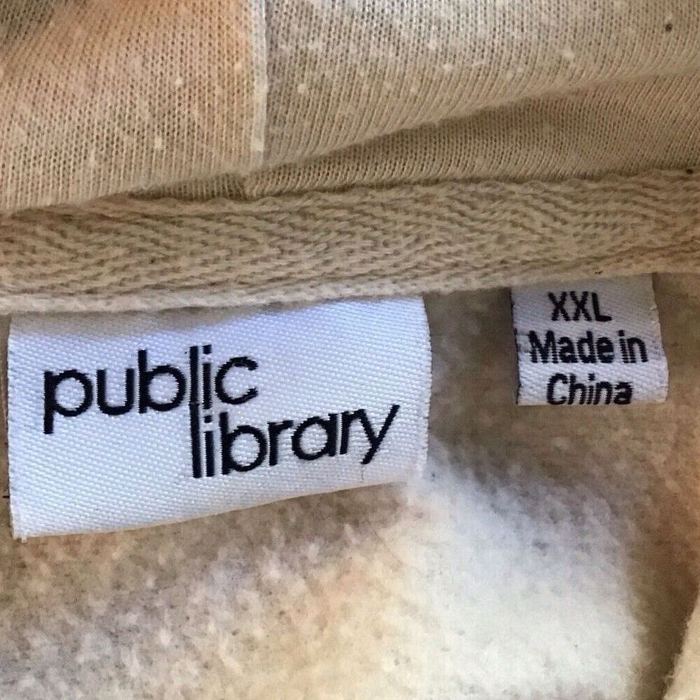 Public Library NYC Beige Hoodie Size XXL Long Sleeves New York City - Picture 4 of 5